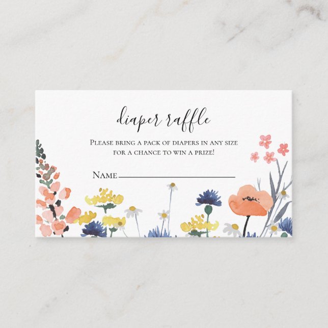 Wildblume Babydusche Windelwaschmaschine Begleitkarte (Vorderseite)