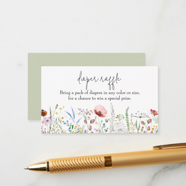 Wildblume Babydusche Windelwaschmaschine Begleitkarte (Vorderseite/Rückseite Beispiel)