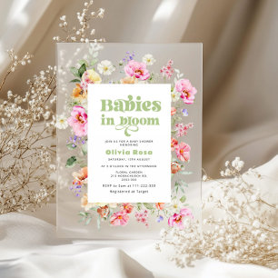 Wildblume Babys in Bloom Twin Girls Babydusche Acryleinladungen