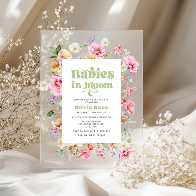 Wildblume Babys in Bloom Twin Girls Babydusche Acryleinladungen (Von Creator hochgeladen)