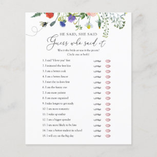 Wildblume Bebe Brautparty Spiel sagte er sagte sie