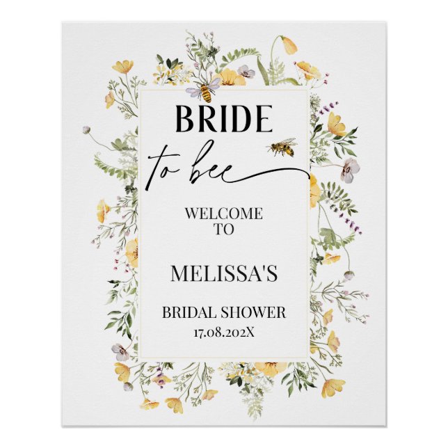 Wildblume bedeutet, Brautparty Begrüßungszeichen z Poster (Vorderseite)