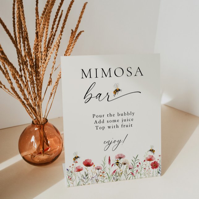 Wildblume bedeutet Mimosa Bar Brautparty zu sein Sockelschild (Von Creator hochgeladen)