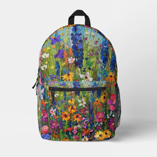 Wildblume Bedruckter Rucksack (Vorderseite)