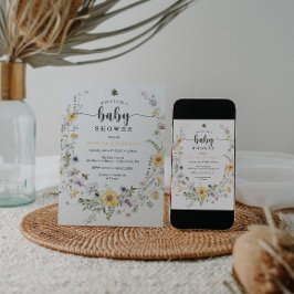 Wildblume Bee Baby Shower Einladungskarte Einladung
