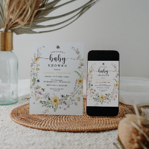 Wildblume Bee Baby Shower Einladungskarte Einladung