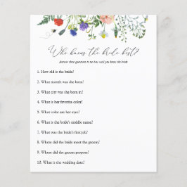 Wildblume Bee Brautparty Game, die Braut kennt