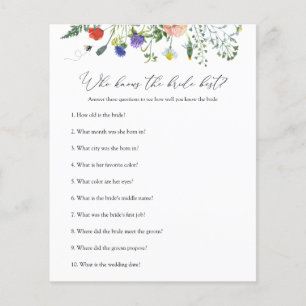 Wildblume Bee Brautparty Game, die Braut kennt