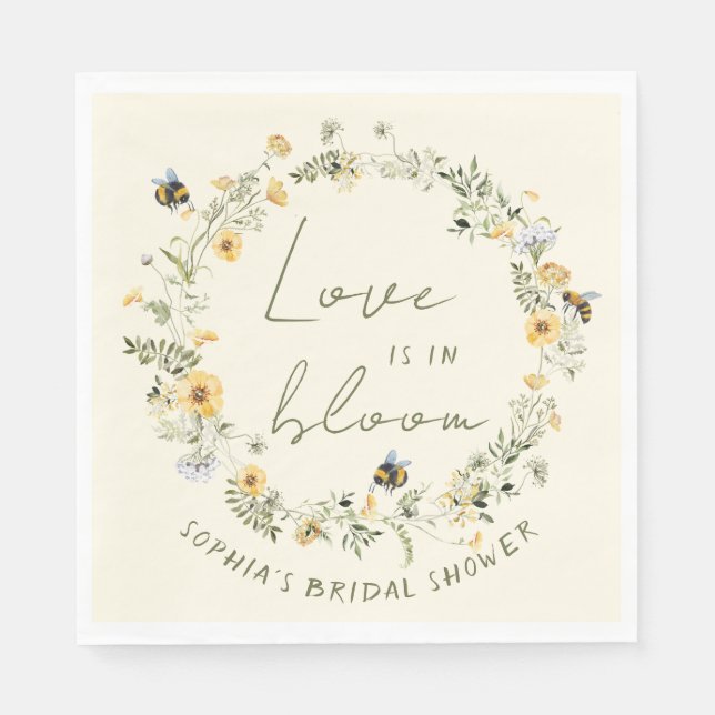 Wildblume Bee Brautparty Napkins Serviette (Vorderseite)