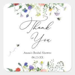 Wildblume Bee Brautparty Quadratischer Aufkleber