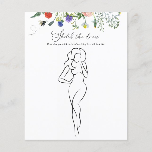 Wildblume Bee Brautparty Sketch das Kleid (Vorderseite)
