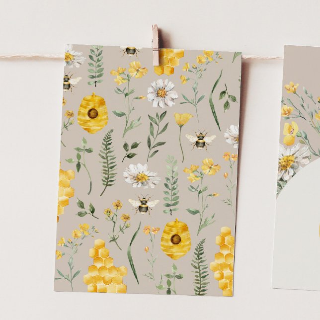 Wildblume Bee High-Chair Bannerendkarte Einladung (Von Creator hochgeladen)