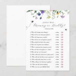 Wildblume Bee rät, wer Baby Duschkarte hat Einladung