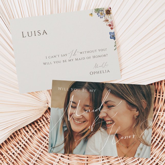 Wildblume | Beige Trauzeugin-Karte des verblassten Einladung (Von Creator hochgeladen)