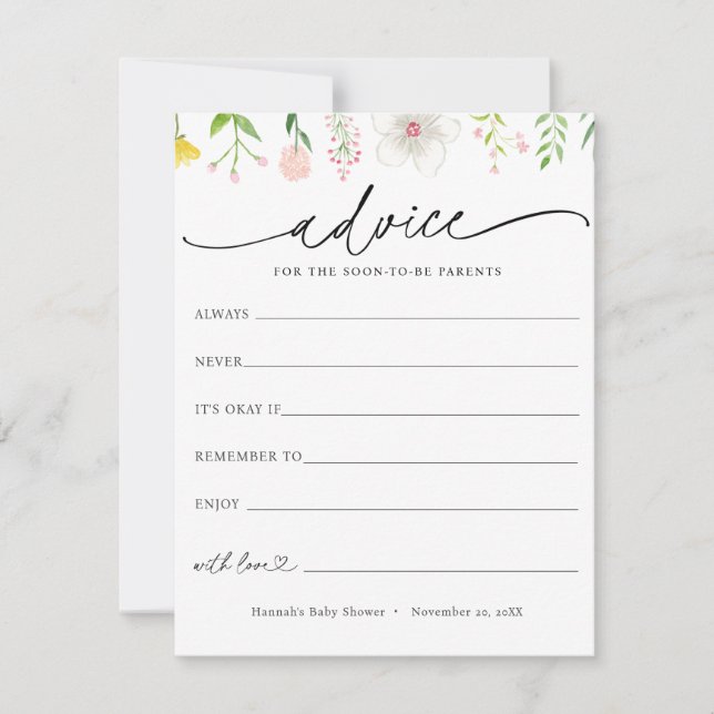 Wildblume Beratung für die Kinderduschkarte Einladung (Vorderseite)