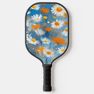 Wildblume-Bewegung in weichem blauem Wash Pickleball Schläger