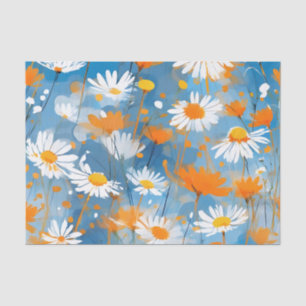 Wildblume-Bewegung in weichem blauem Wash Seidenpapier