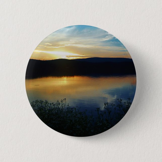 Wildblume, Blauer Sonnenuntergang Button (Vorderseite)