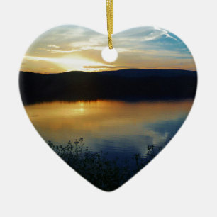 Wildblume, Blauer Sonnenuntergang Keramik Ornament