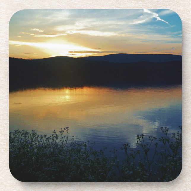 Wildblume, Blauer Sonnenuntergang Untersetzer (Vorderseite)