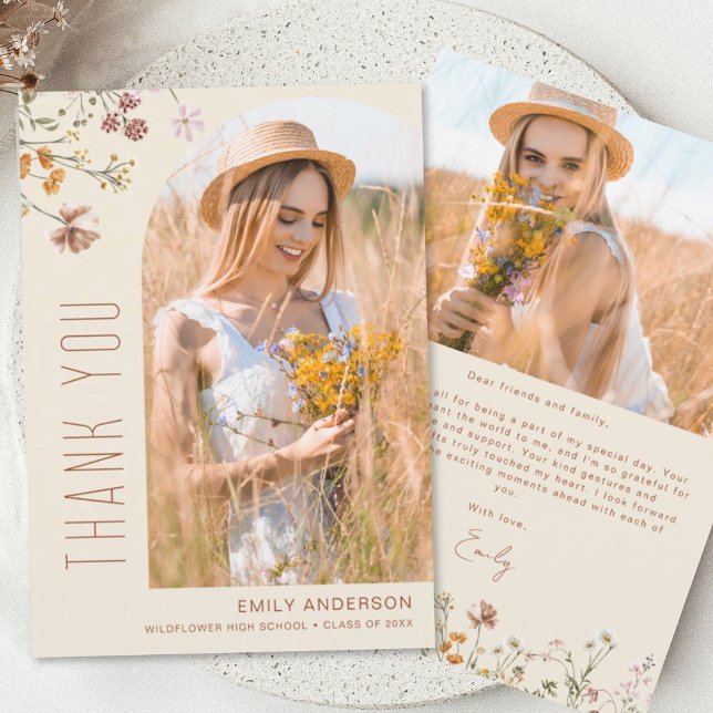 Wildblume Bloom Abschluss Foto Vielen Dank Einladung (Von Creator hochgeladen)