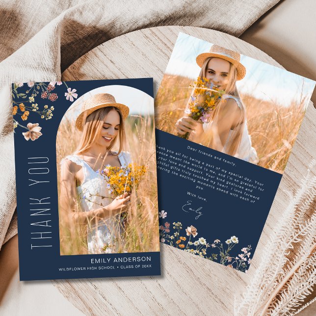 Wildblume Bloom Abschluss Foto Vielen Dank Einladung (Von Creator hochgeladen)