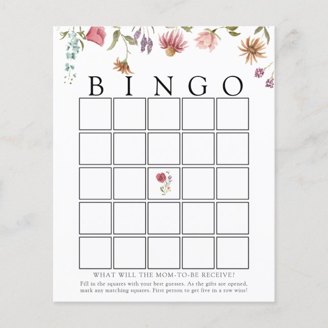 Wildblume Bloom Baby Bingo Spielkarte (Vorderseite)