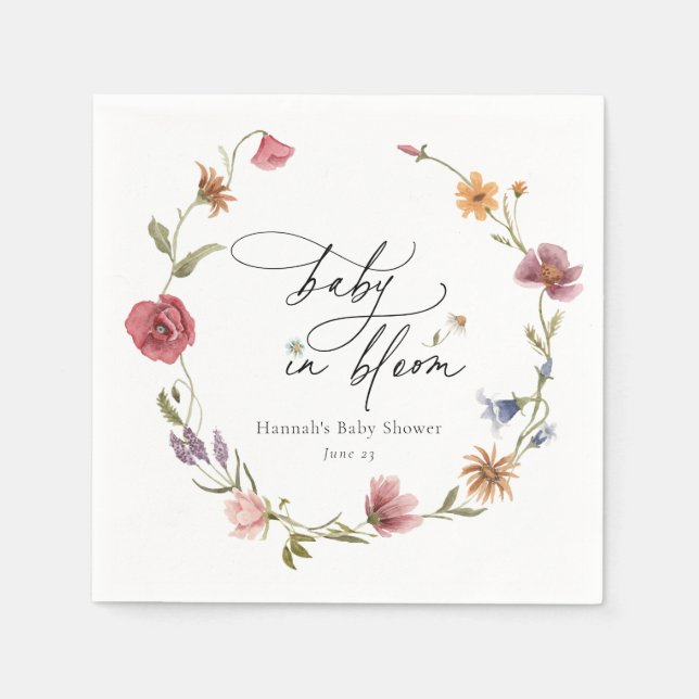 Wildblume Bloom Baby Dusche Napkins Serviette (Vorderseite)