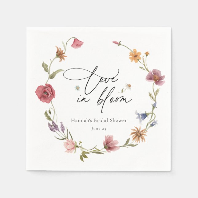 Wildblume Bloom Brautparty Napkins Serviette (Vorderseite)