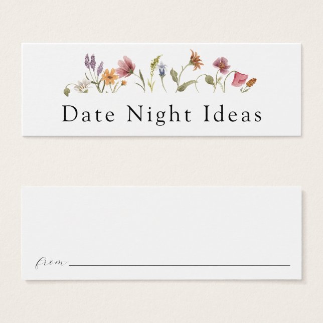 Wildblume Bloom Date Night Ideenkarte (Vorne & Hinten)