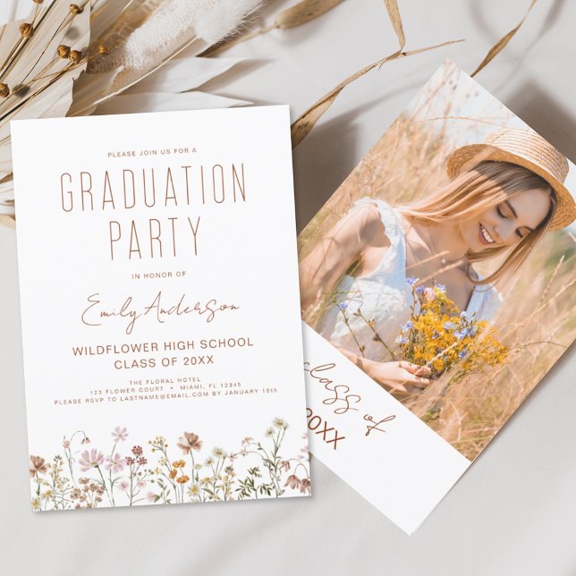 Wildblume Bloom Graduation Party Boho Einladung (Von Creator hochgeladen)