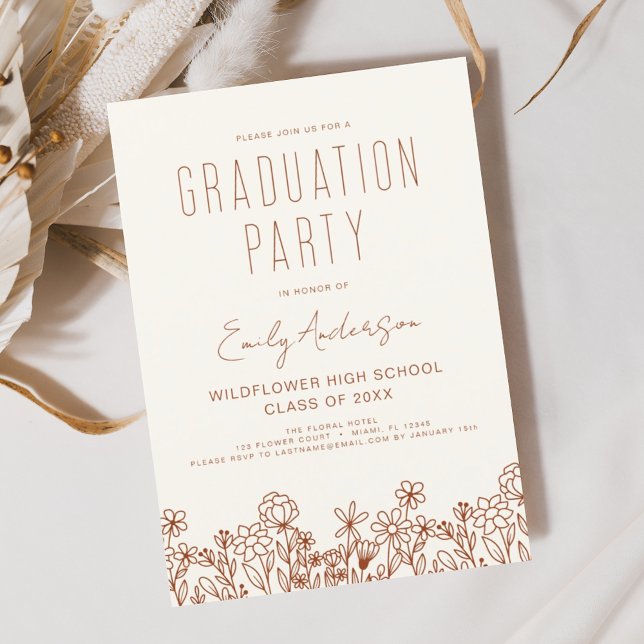 Wildblume Bloom Graduation Party Boho Einladung (Von Creator hochgeladen)