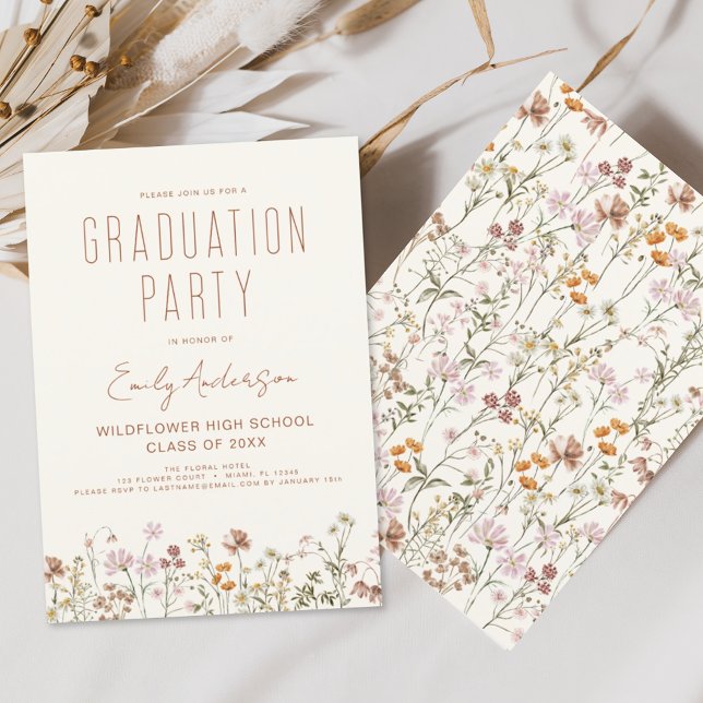 Wildblume Bloom Graduation Party Boho Einladung (Von Creator hochgeladen)