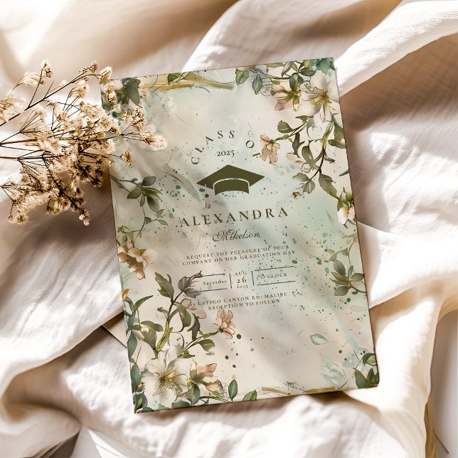 Wildblume Bloom Graduation Party Einladung (Von Creator hochgeladen)