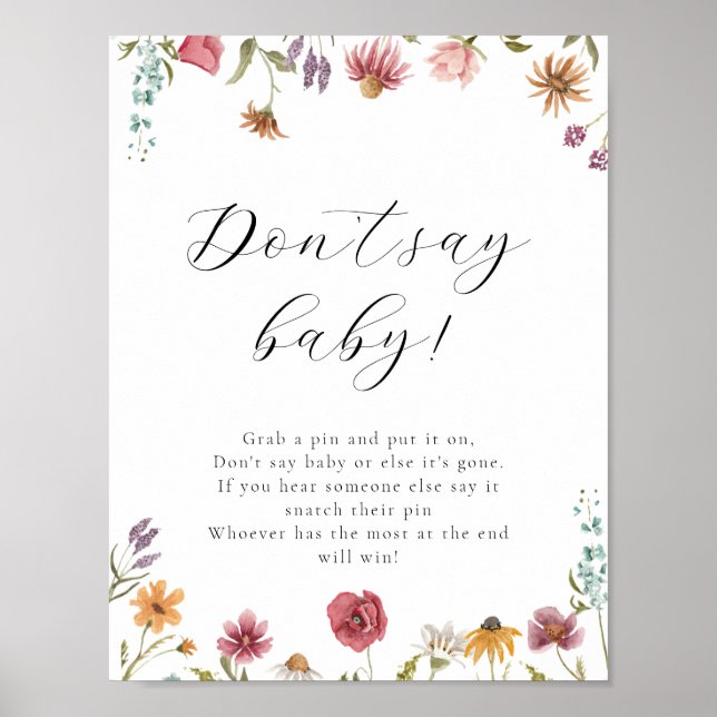 Wildblume Bloom Say Baby Game Sign Poster (Vorne)