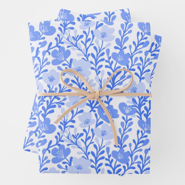 Wildblume Blooms Simple Blues Varieté Geschenkpapier Set (Beispiel)