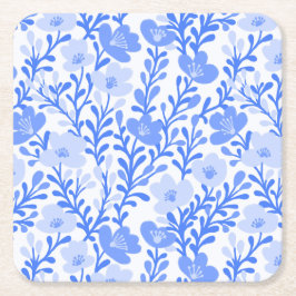 Wildblume Blue Blooms Blütenspülung Custom Rechteckiger Pappuntersetzer