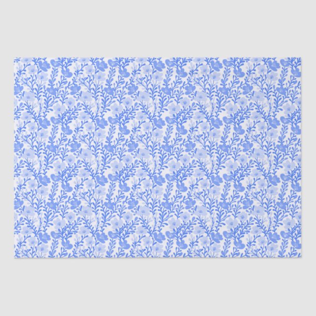 Wildblume Blue Blooms Blütenspülung Custom Seidenpapier (Vorderseite)
