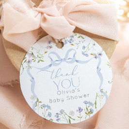 Wildblume Blue Bow Baby Dusche danke Geschenkanhänger