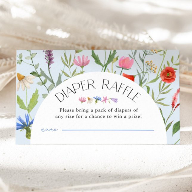 Wildblume Blue Boy Diaper Raffle Baby Dusche Begleitkarte (Wildflower Blue Boy Diaper Raffle Baby Shower Enclosure Card)