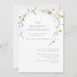 Wildblume Blue Floral 25. Hochzeitstag Einladung