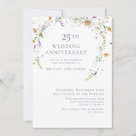 Wildblume Blue Floral 25. Hochzeitstag Einladung