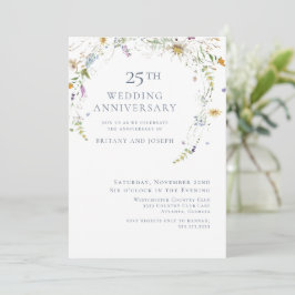 Wildblume Blue Floral 25. Hochzeitstag Einladung