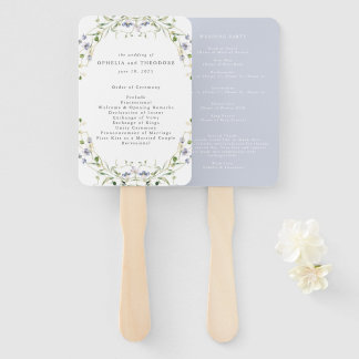 Wildblume Blue Watercolor Hochzeitsprogramm für El Fächer