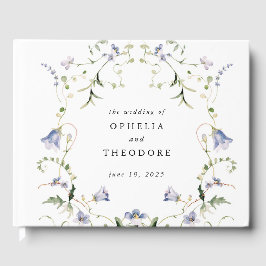 Wildblume Blue Watercolor Wedding Monogram Gästebuch