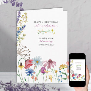 Wildblume blühend Wunderbar Alles Gute zum Geburts Karte