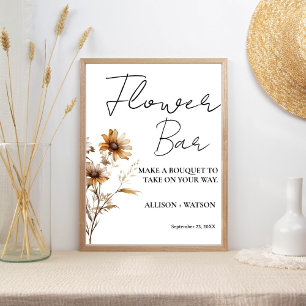 Wildblume Blume Bar signieren Brautparty Blume Poster