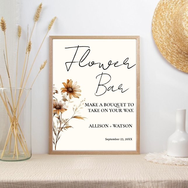 Wildblume Blume Bar signieren Brautparty Blume Poster (Von Creator hochgeladen)