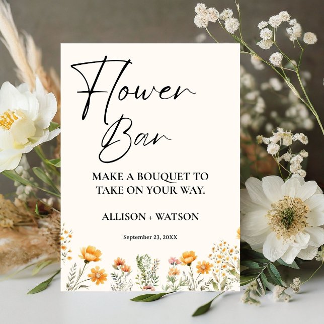 Wildblume Blume Bar signieren Brautparty Blume Sockelschild (Von Creator hochgeladen)