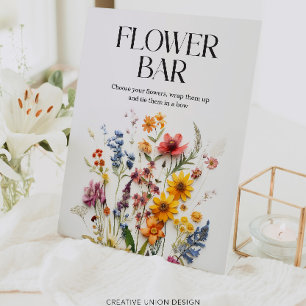 Wildblume-Blume-Bar-Zeichen für gepresste Blume Sockelschild